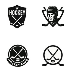 Hockey club logo silhouettes on white background