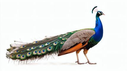 Naklejka premium bird, copy space, tail, peacock,blue, elegance, cut out, beauty, animal, luxury, nature, design