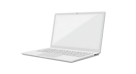 Open Laptop Computer on White Background for Presentation