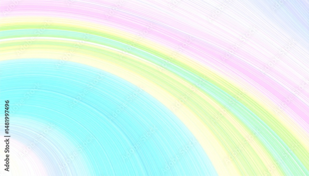 Poster pastel rainbow wave design in soft colors featuring delicate lines and gradual transitions