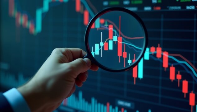 Abstract digital technology displays stock market data as a financial growth chart on a computer screen for business investment and trading success - Powered by Adobe