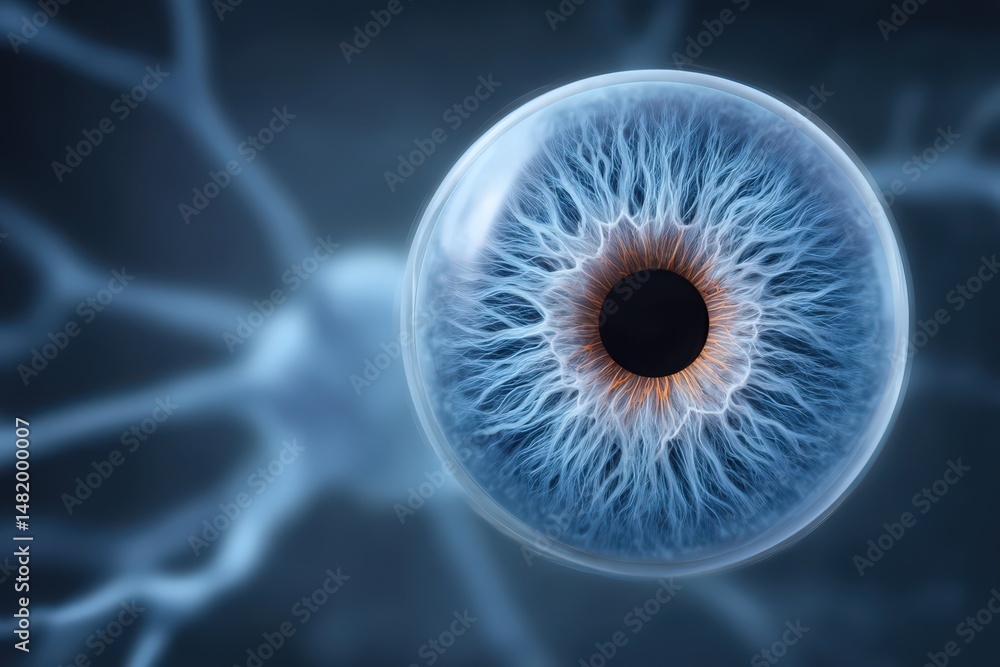 Poster a stunning hyper-realistic portrayal of a human eye showcasing intricate details of iris patterns an