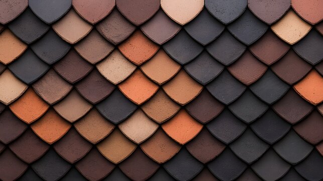 Irregularly Colored Stacked Clay Tiles Texture