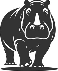 Big animal hippo vector silhouette isolated