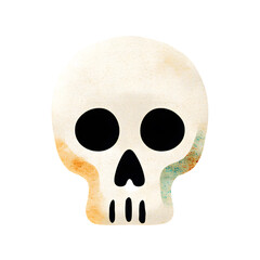 Cartoon watercolor skull isolated on white	