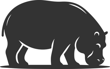Big animal hippo vector silhouette isolated