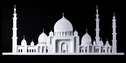 Obraz premium Elegant Silhouette of Various Architectural Structures in White