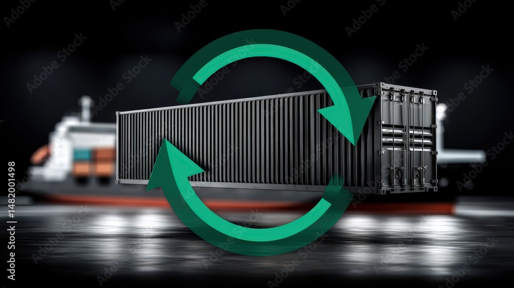 Aufkleber high-tech shipping container rotation symbolizing logistics efficiency and sustainable practices enh