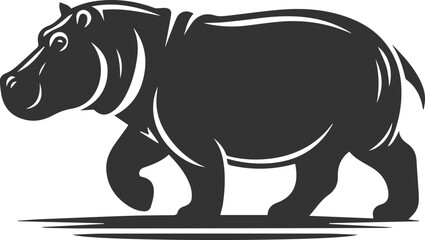 Big animal hippo vector silhouette isolated