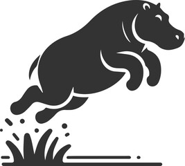 Big animal hippo vector silhouette isolated