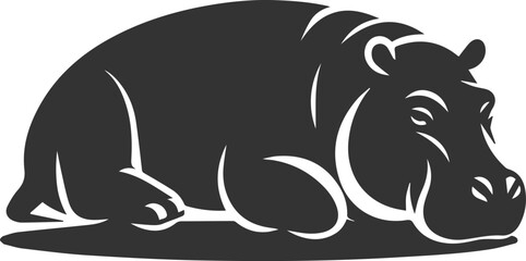 Big animal hippo vector silhouette isolated