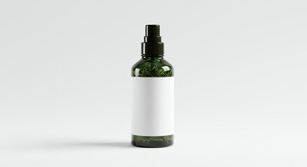 Naklejka premium Green Spray Bottle with Blank Label on White Background