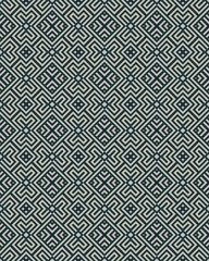 Complex design features repeating diamond shapes in dark blue and cream, showcasing intricate geometric elements and balance