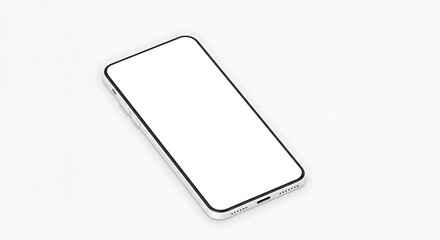 Mobile Phone Mockup with Blank White Screen on White Background