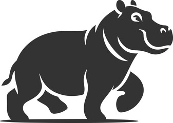Big animal hippo vector silhouette isolated