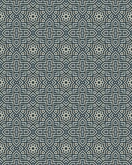 This design features a complex arrangement of geometric shapes in blue and cream, ideal for various decorative uses