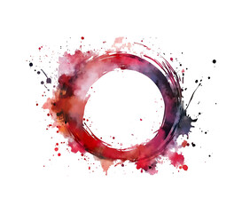 Stain ring watercolor circle mark glass red drink isolated paper cup trace background white. Watercolor stamp spill stain ring round drop grunge print splatter liquid splash alcohol ink water art spo