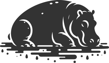 Big animal hippo vector silhouette isolated