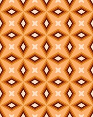 Naklejka premium Intricate design showcases a series of interlocking honeycomb shapes, featuring warm orange and brown hues against a creamy backdrop