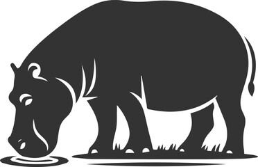 Big animal hippo vector silhouette isolated