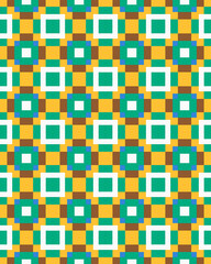 Bright geometric shapes create an engaging visual effect with alternating colors and patterns, suitable for various design uses