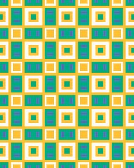 A vibrant geometric pattern showcases squares and rectangles in bright colors, ideal for use in fabric designs or interior decor