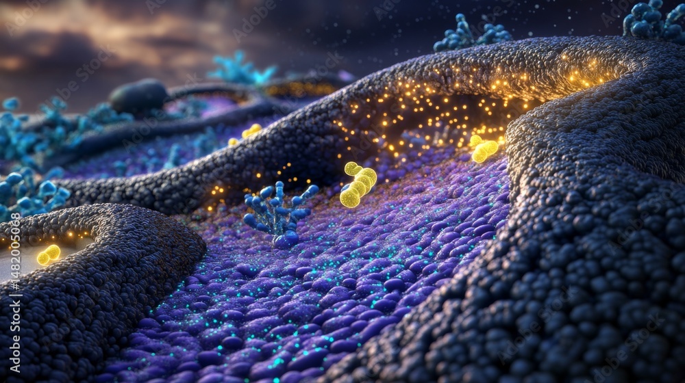 Poster high-resolution 3d rendering of pancreatic cells in detail