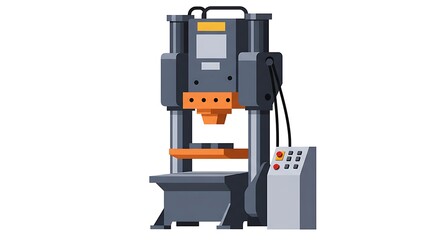 Fototapeta premium Operating Hydraulic Press Machine with Control Panel Illustration