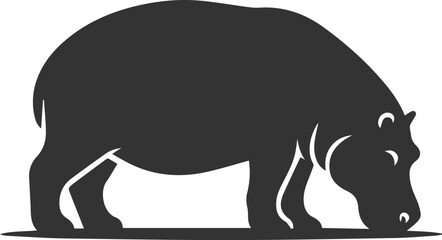 Big animal hippo vector silhouette isolated