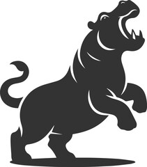 Big animal hippo vector silhouette isolated