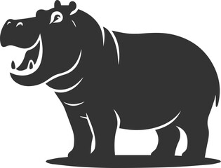 Big animal hippo vector silhouette isolated