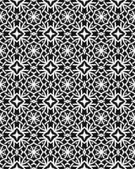 The design showcases a detailed pattern with repeated snowflake shapes and fluid lines, creating a captivating monochrome effect