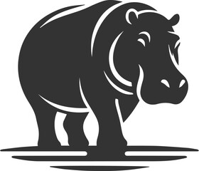 Big animal hippo vector silhouette isolated