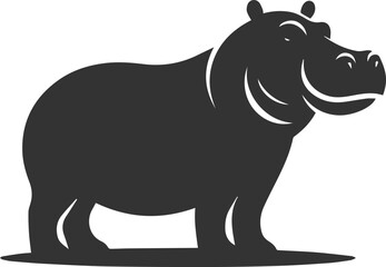 Big animal hippo vector silhouette isolated