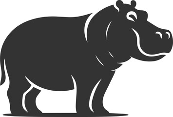 Big animal hippo vector silhouette isolated