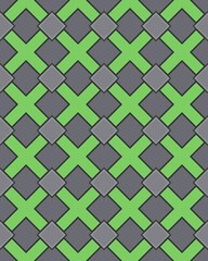 Colorful pattern showcases interwoven green and gray shapes, creating a visually striking design with depth and texture