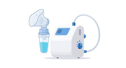 Fototapeta premium Nebulizer for Respiratory Treatment with Mask and Liquid