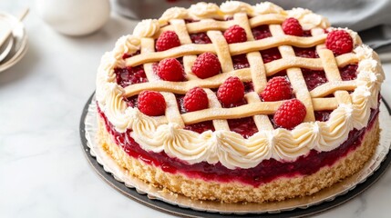 Delicious Traditional Austrian Linzer Torte with Raspberries