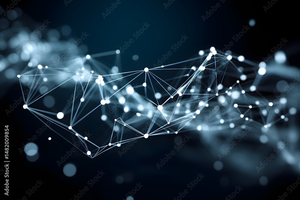 Aufkleber global economic network of interconnected dots and lines in space