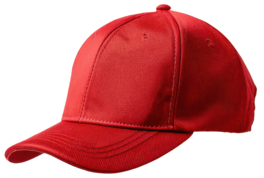 red baseball cap mockup floating in the air isolated on white background