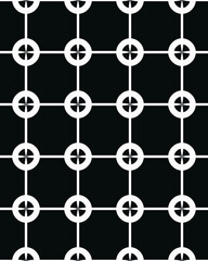 Stylish geometric pattern displays a series of alternating black stripes and blocks arranged in a checkerboard formation