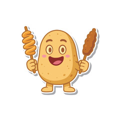 Potato delicious mascot logo design cartoon character, Sempol Ayam, French Fries, Kentang Cringkle, Cute french fries cartoon style.