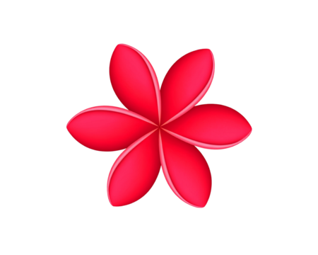 Red plumeria flower icon, vector style, pink petals, solid isolated on a transparent background