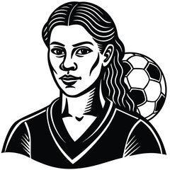 Female Soccer Player Illustration – Woman Kicking Football Clipart