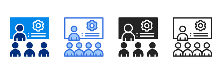 Training  Icon Set Multiple Style Vector Illustration 