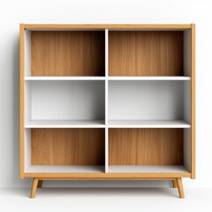 Modern Wooden Bookshelf with White Shelves and Clean Design