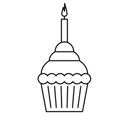 Birthday Cupcake Element Outline