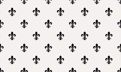 Elegant black fleurdelis pattern on a white background.  Perfect for website banners, branding, textile design, or wallpaper.
