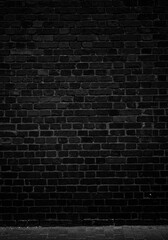 Dark Grunge Black Brick Wall Background Photo