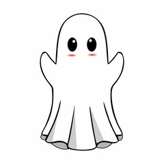 cute and adorable white ghost illustration